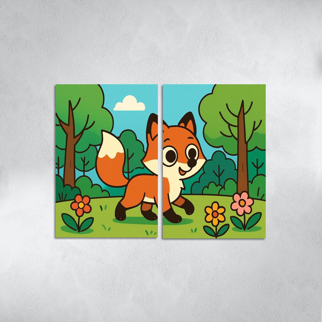 Curious Little Red Fox Exploring The Forest custom paintings frame