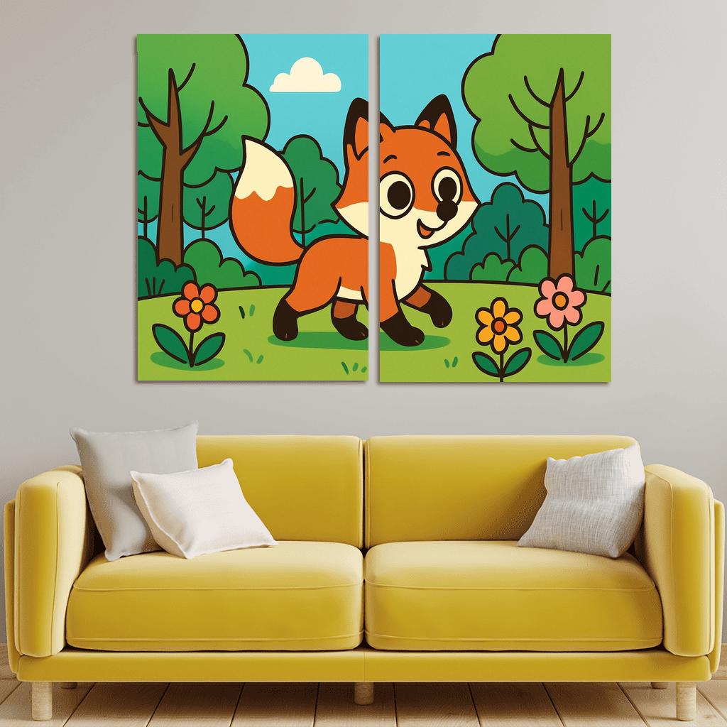 Curious Little Red Fox Exploring The Forest custom paintings frame