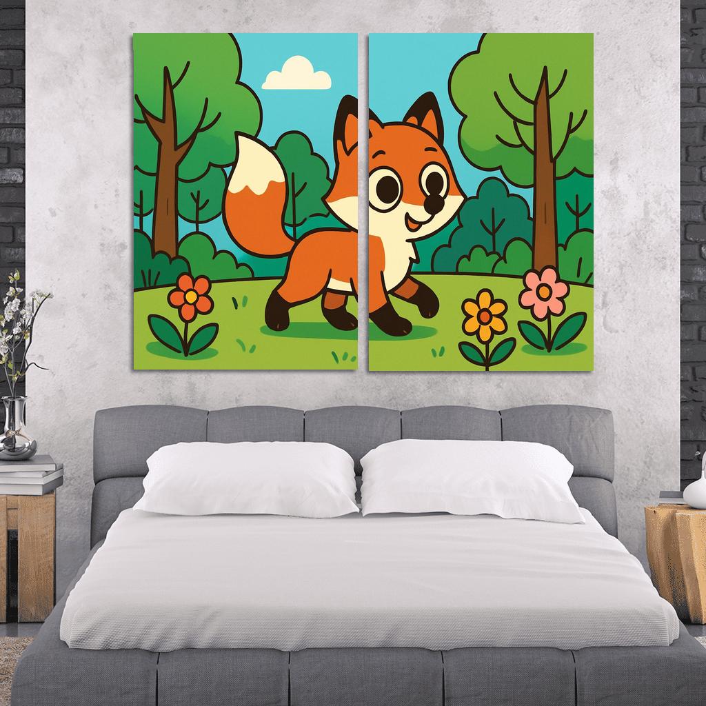 Curious Little Red Fox Exploring The Forest custom paintings frame