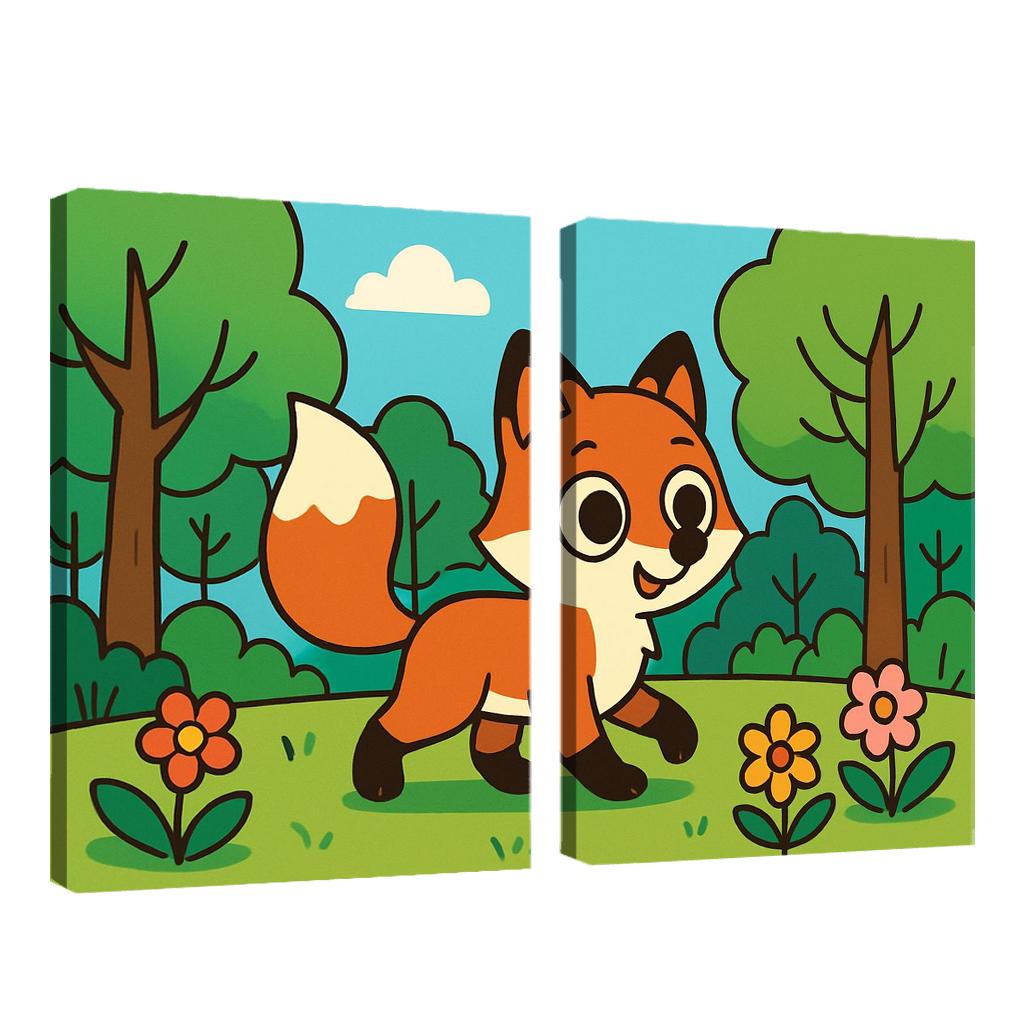 Curious Little Red Fox Exploring The Forest custom paintings frame