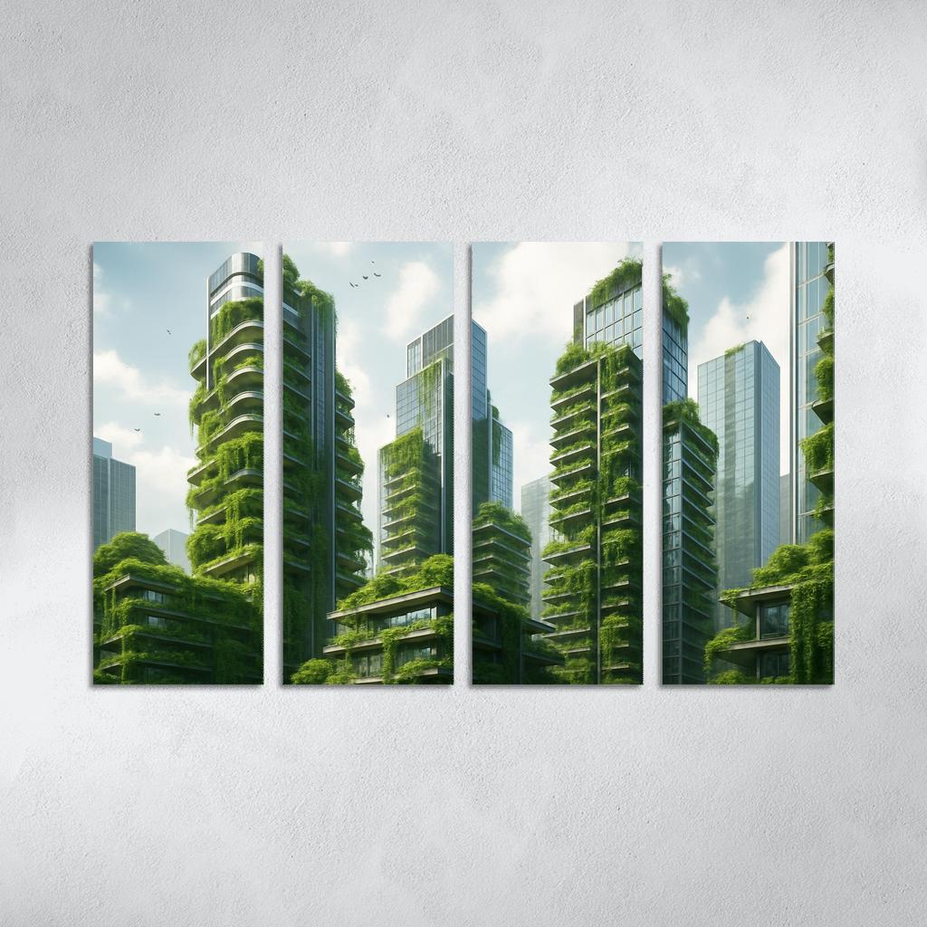 Vertical Gardens In Urban Skyscrapers multi-panel paintings
