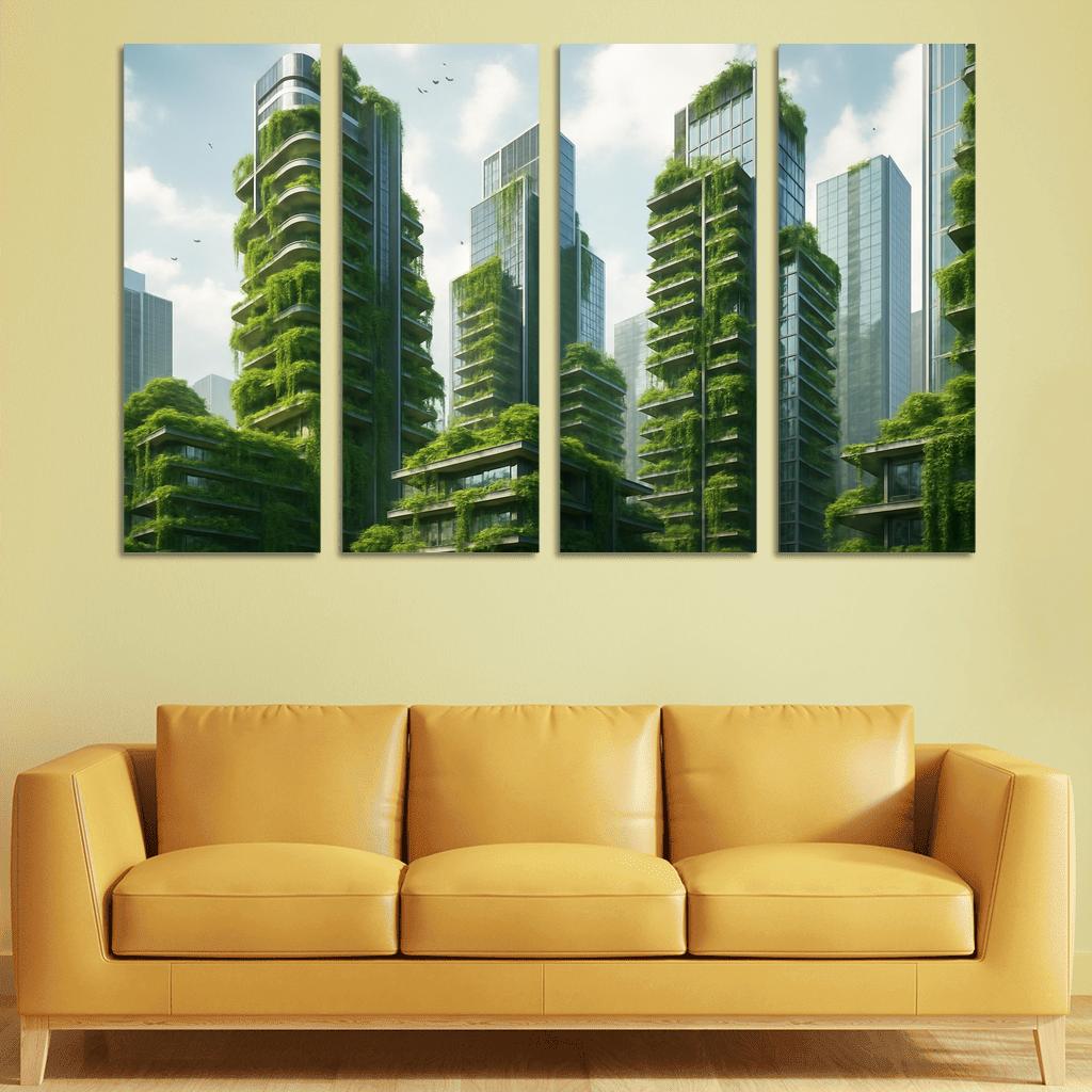 Vertical Gardens In Urban Skyscrapers multi-panel paintings