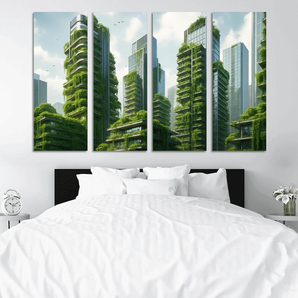 Vertical Gardens In Urban Skyscrapers multi-panel paintings