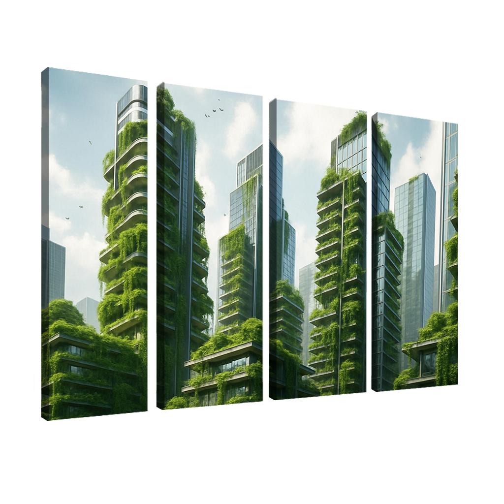Vertical Gardens In Urban Skyscrapers multi-panel paintings