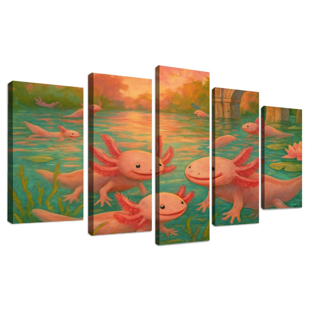 Axolotl Grove Of Xochimilco multi-panel paintings