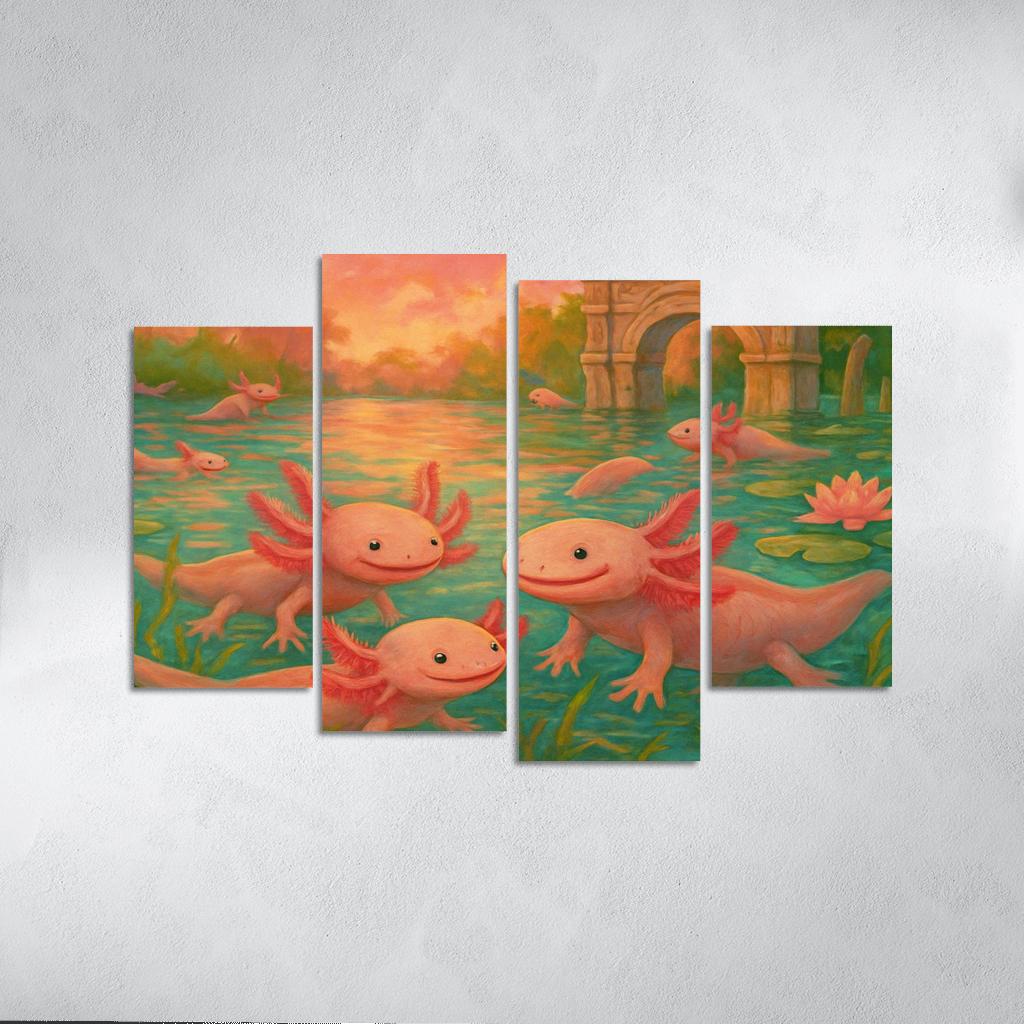 Axolotl Grove Of Xochimilco multi-panel paintings