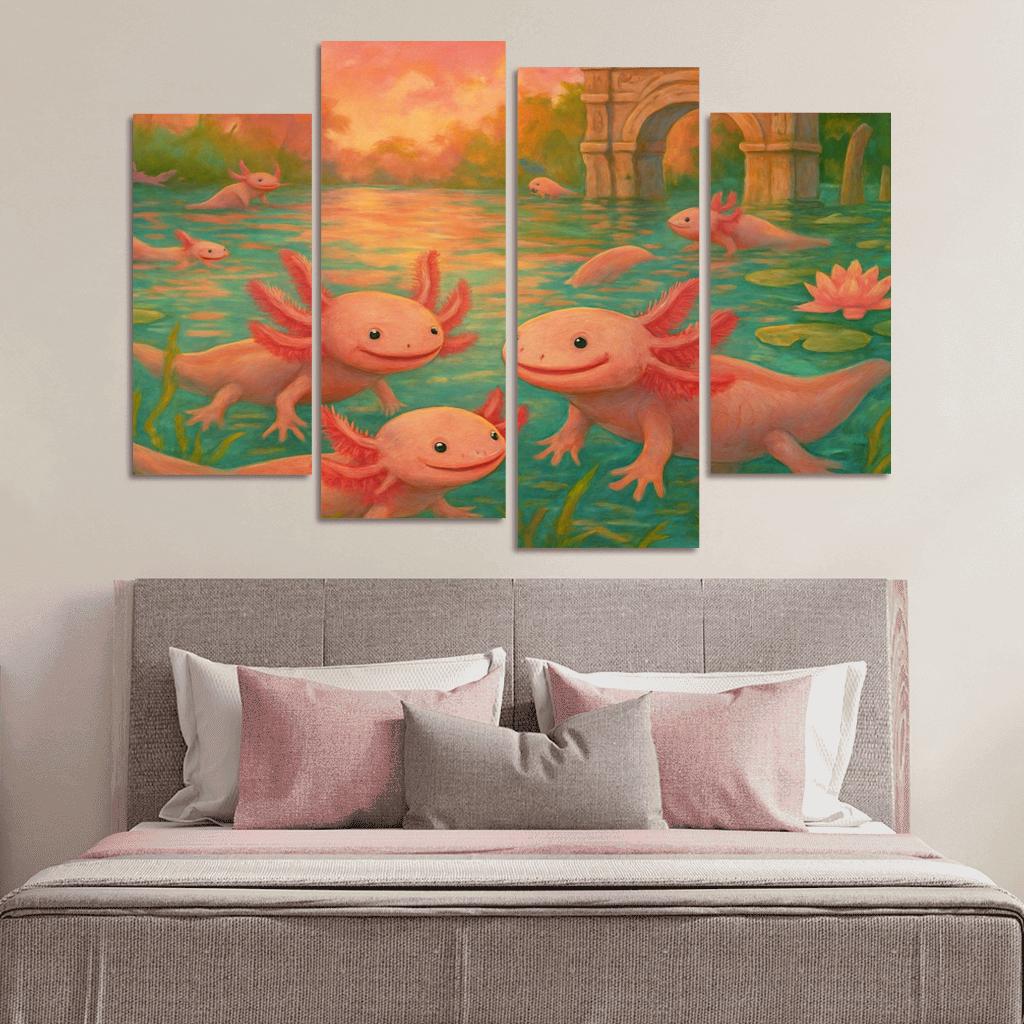 Axolotl Grove Of Xochimilco multi-panel paintings