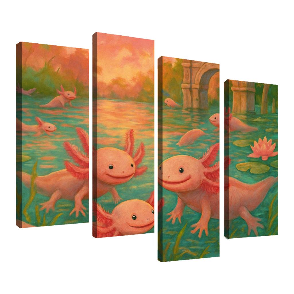 Axolotl Grove Of Xochimilco multi-panel paintings