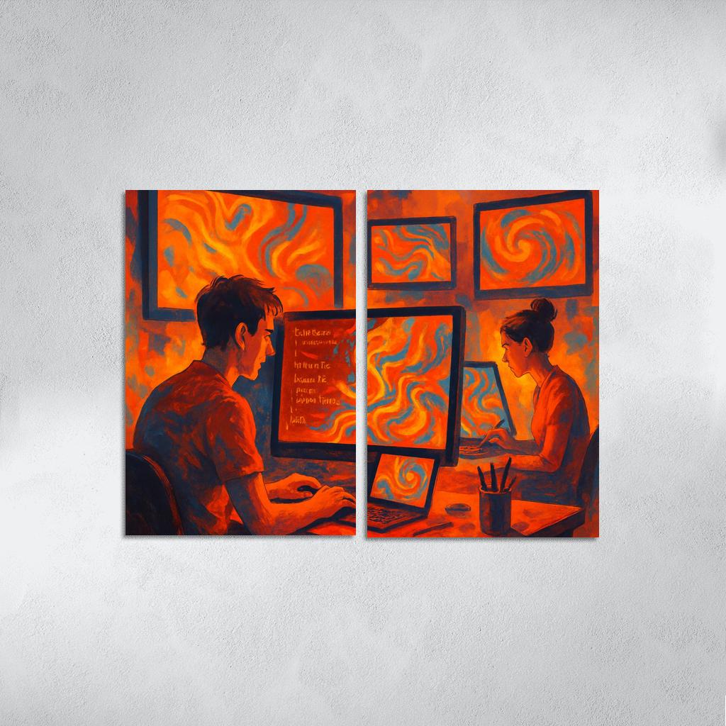 Creative Coding Through Generative Art multi-panel paintings