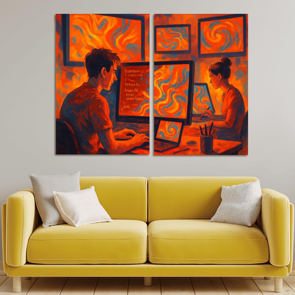 Creative Coding Through Generative Art multi-panel paintings