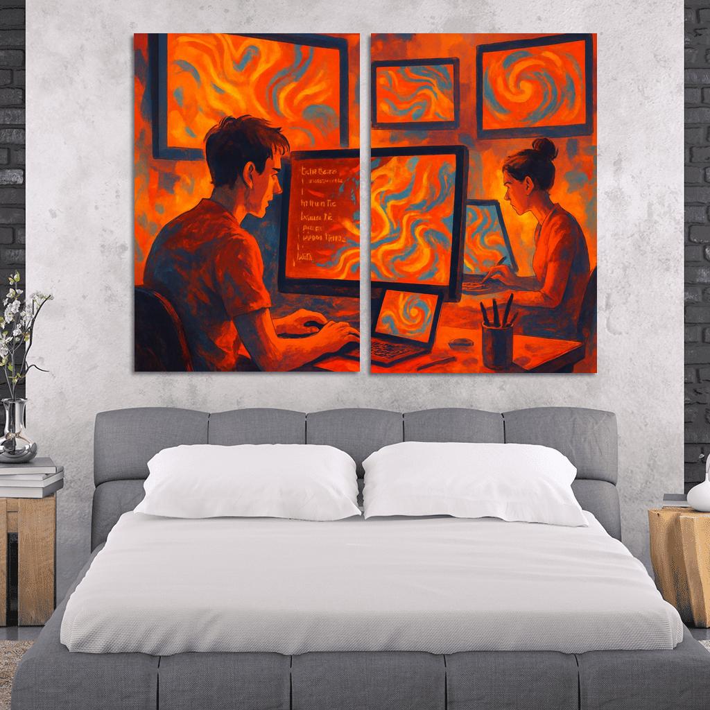 Creative Coding Through Generative Art multi-panel paintings