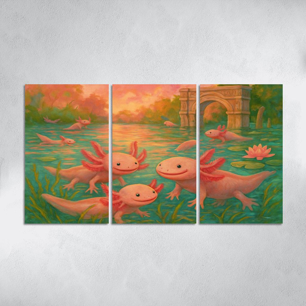 Axolotl Grove Of Xochimilco multi-panel paintings