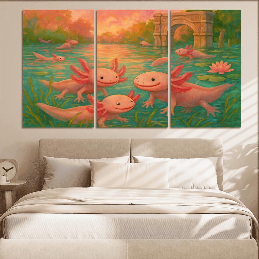 Axolotl Grove Of Xochimilco multi-panel paintings