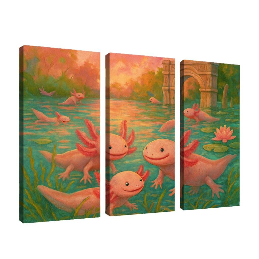 Axolotl Grove Of Xochimilco multi-panel paintings
