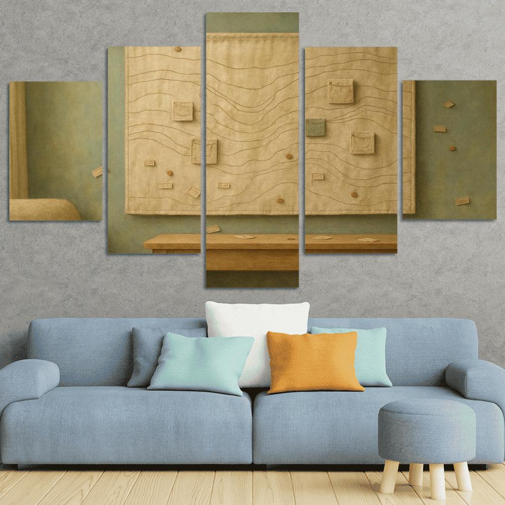 Textured Linen Memory Map Tapestry one-piece frames