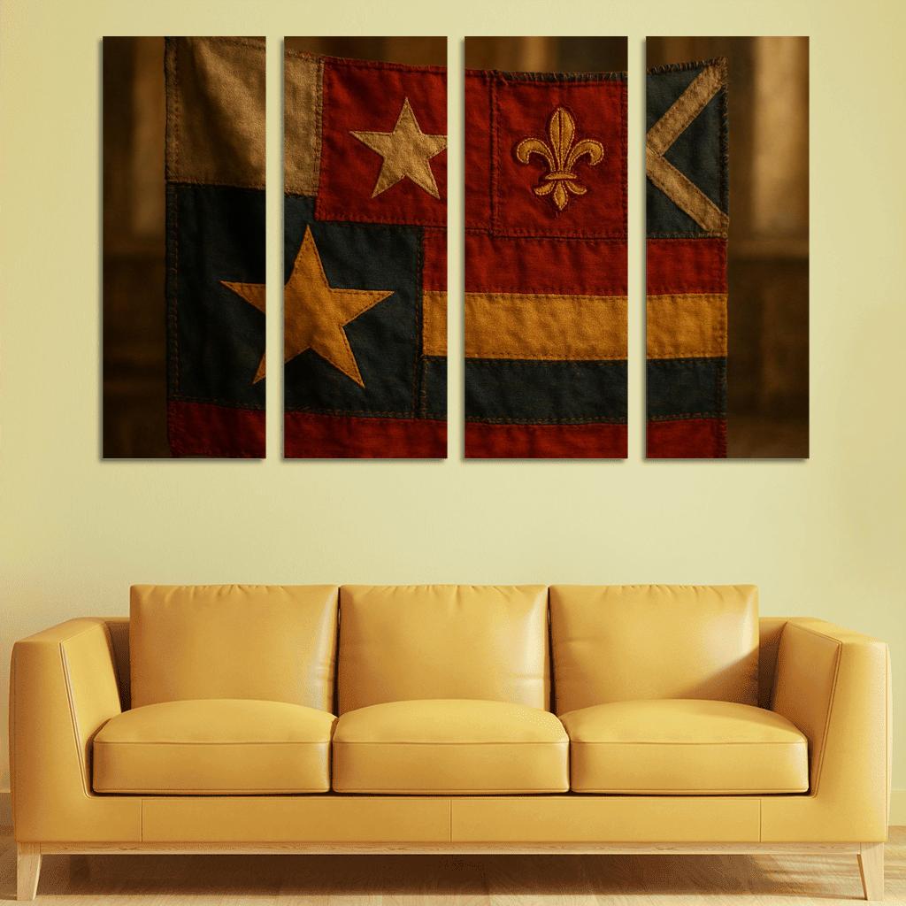 Heritage Patchwork Flag Study premium artwork frames