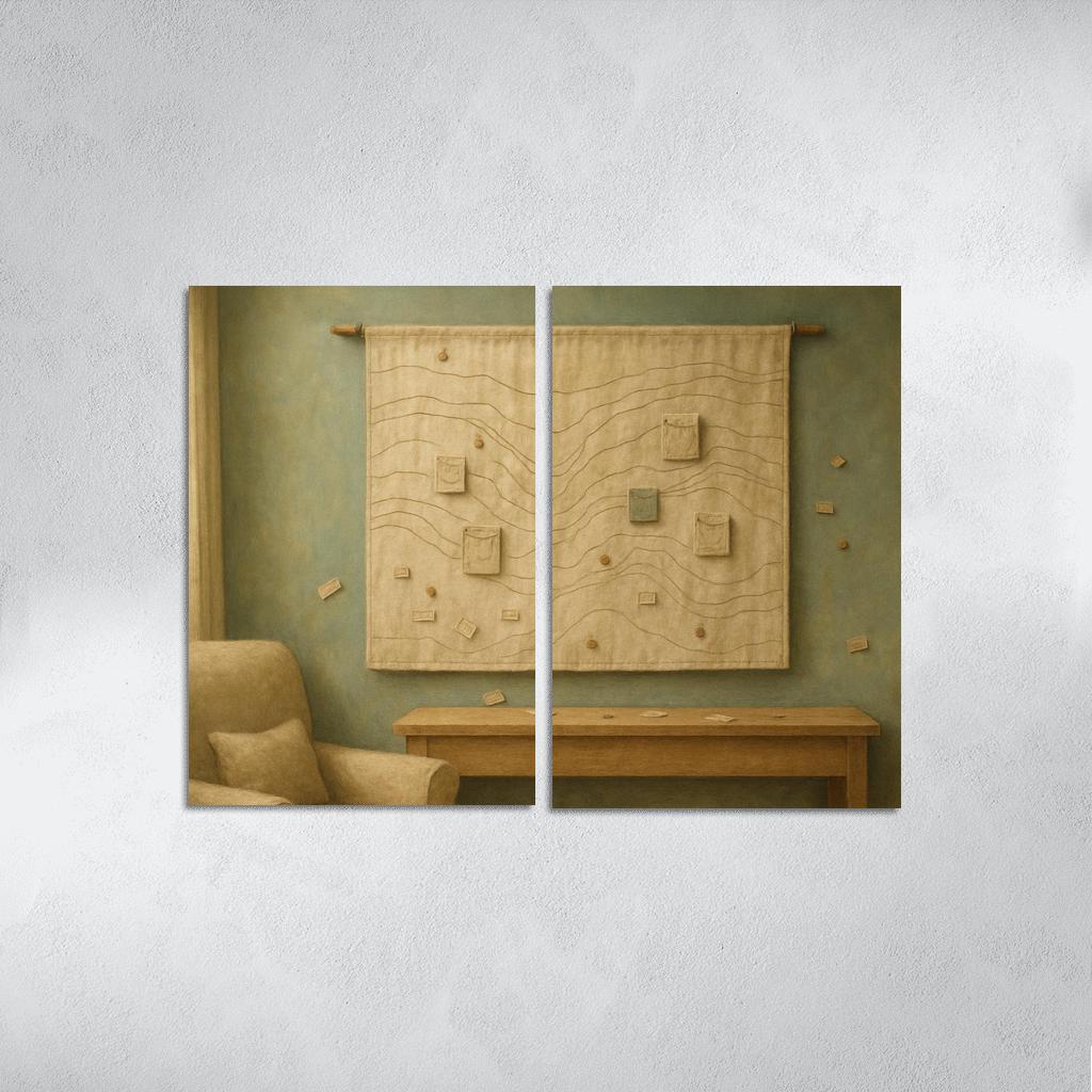 Textured Linen Memory Map Tapestry one-piece frames