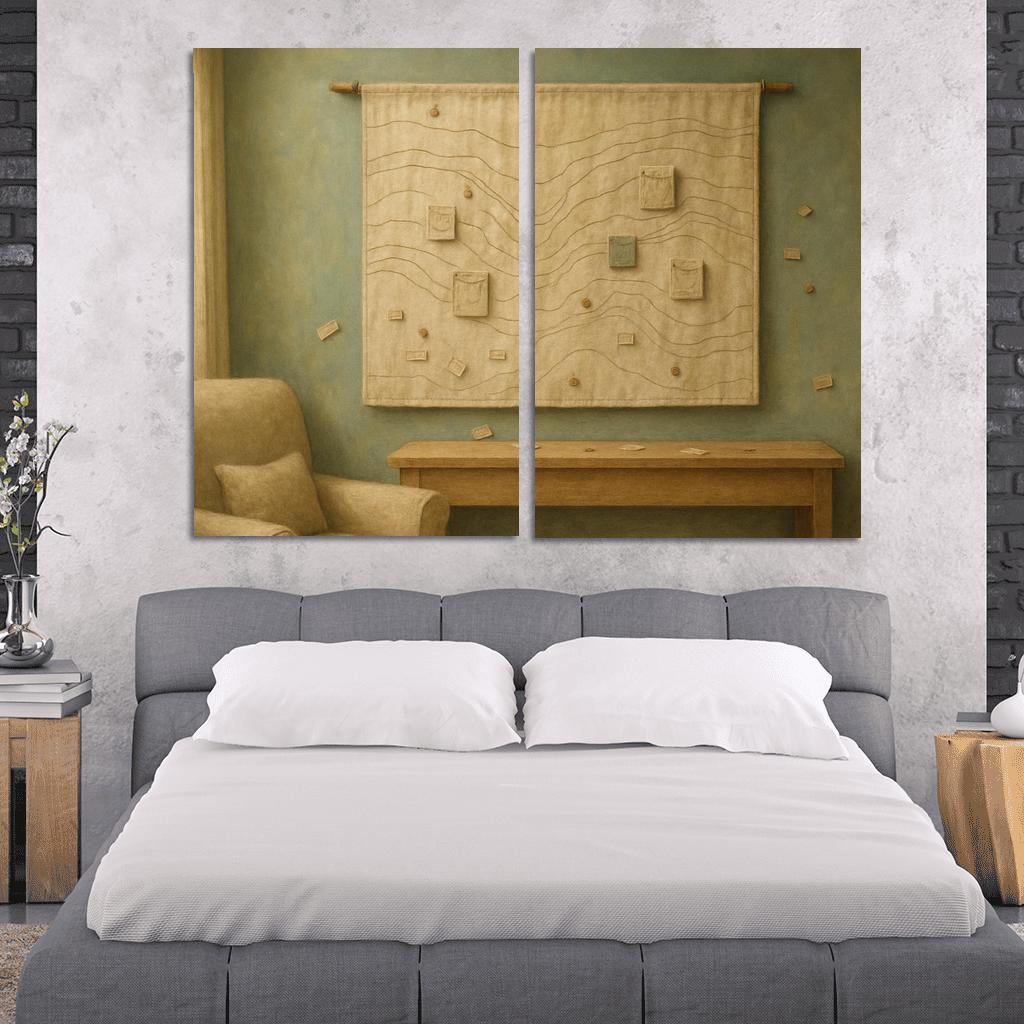 Textured Linen Memory Map Tapestry one-piece frames