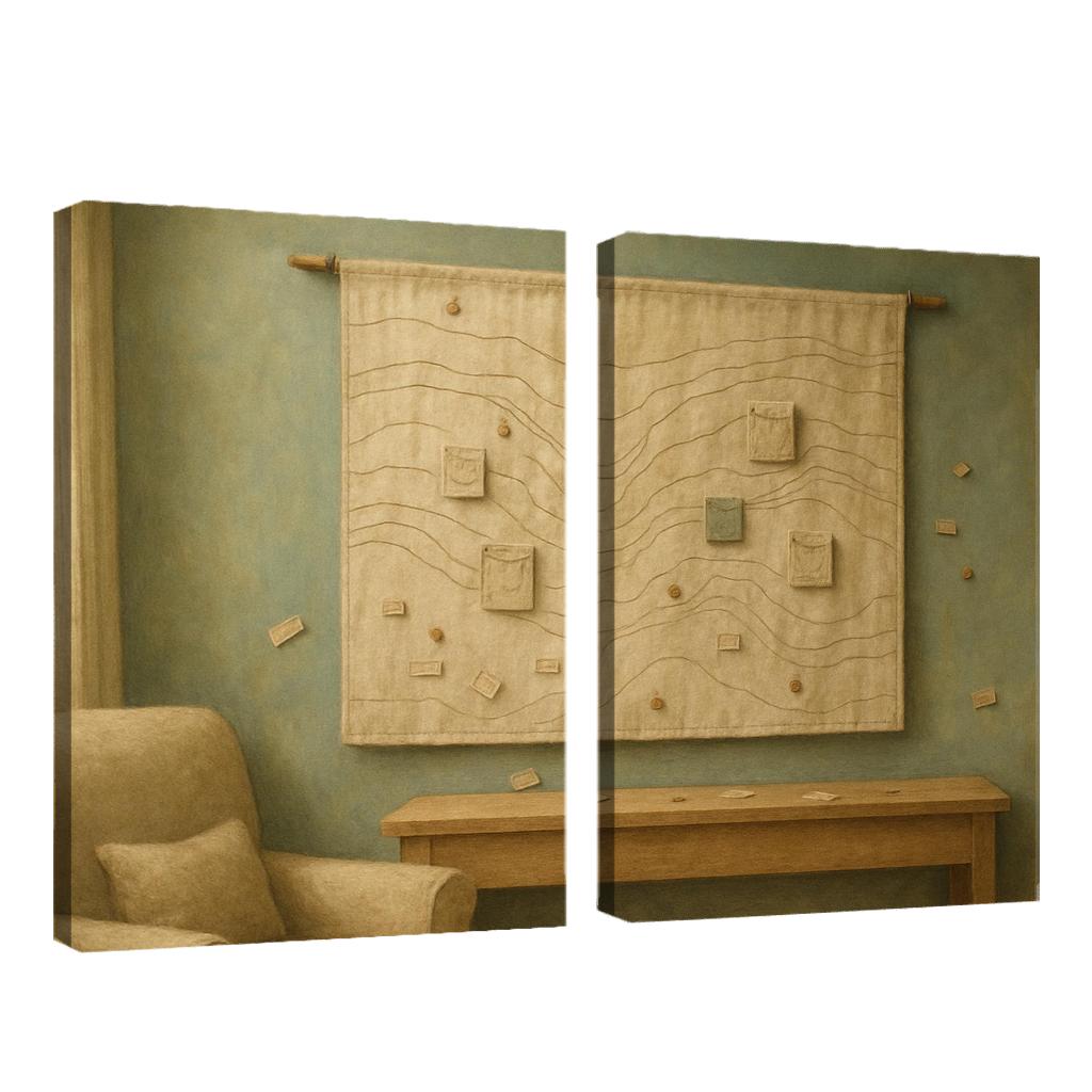 Textured Linen Memory Map Tapestry one-piece frames