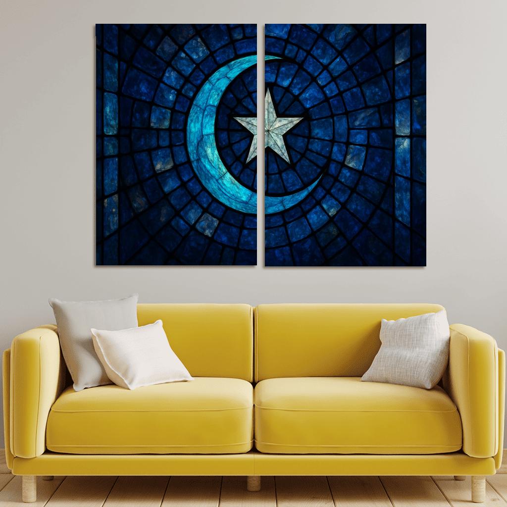 Celestial Emblem Mosaic Flag premium artwork frames