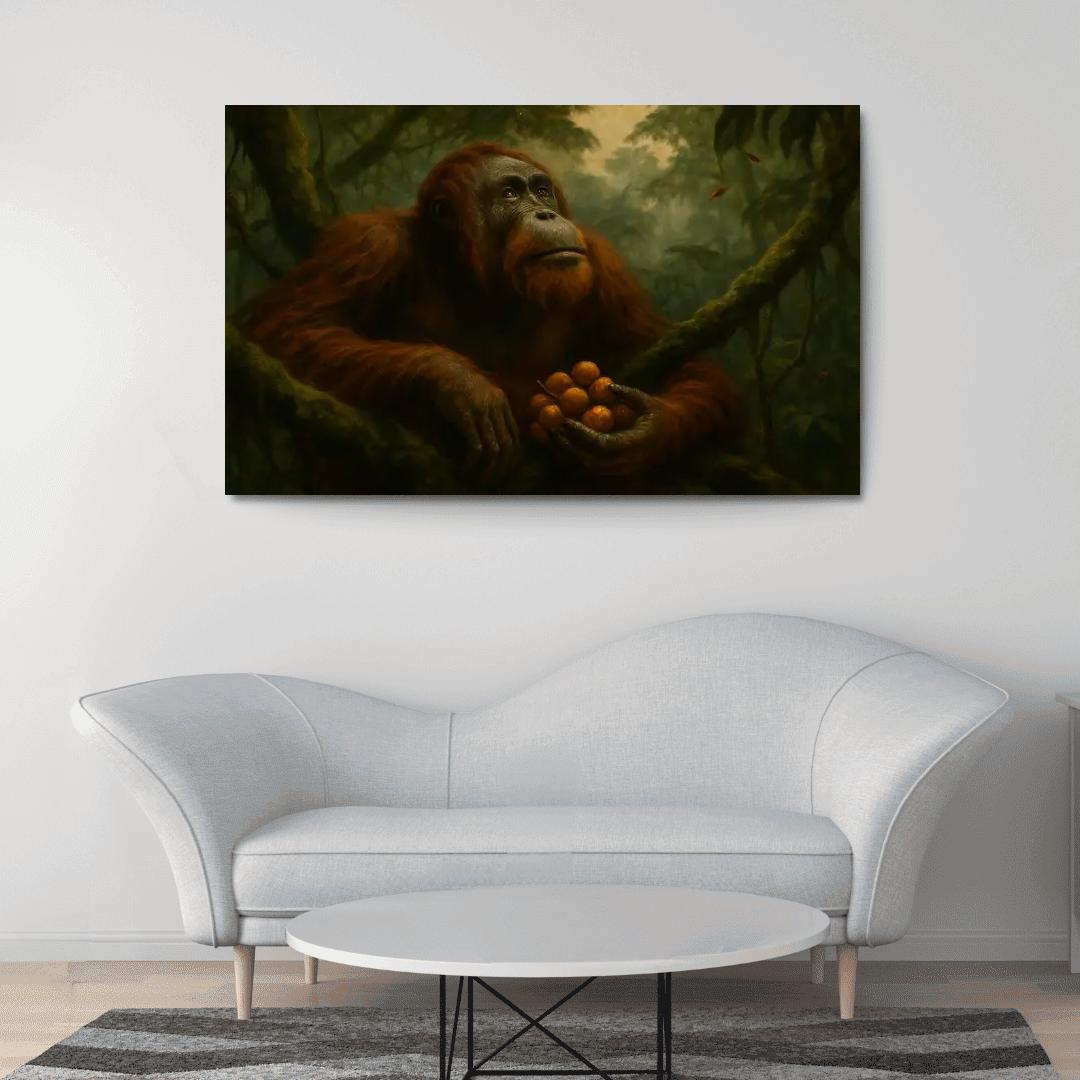 Bornean Orangutan Rainforest Guardian custom paintings frame