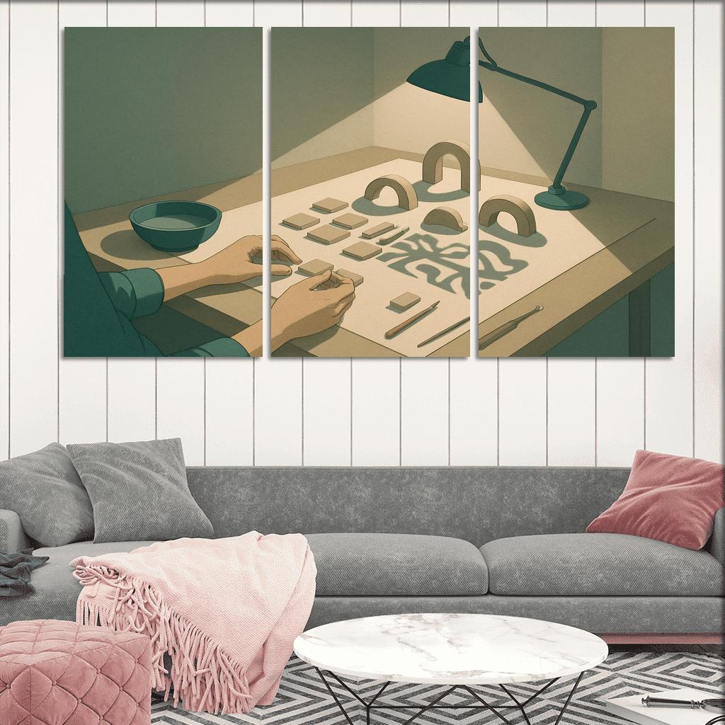 Light And Clay Shadow Sculpture oil paintings frame