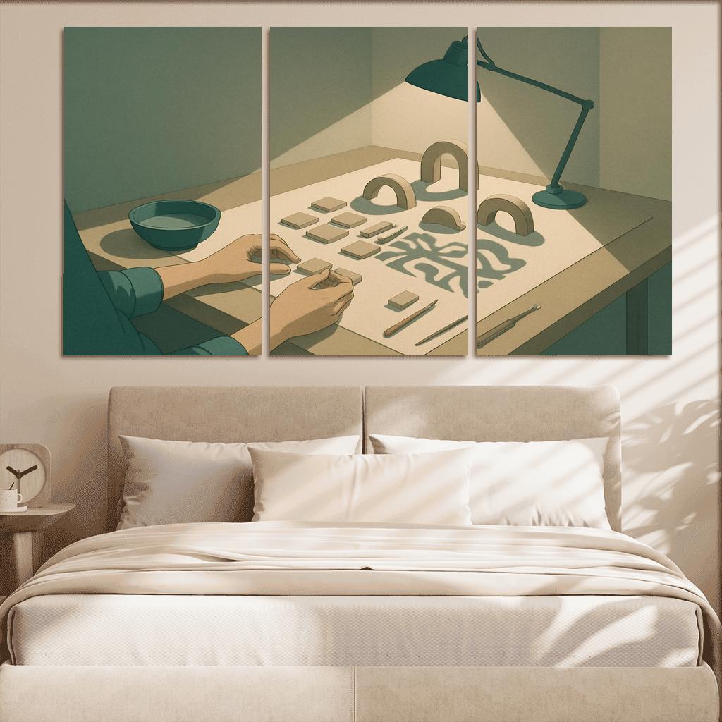 Light And Clay Shadow Sculpture oil paintings frame