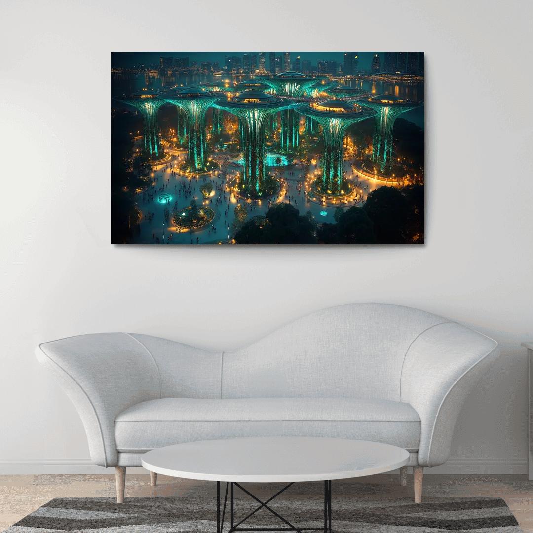 Gardens By The Bay Supertree Grove oil paintings frame