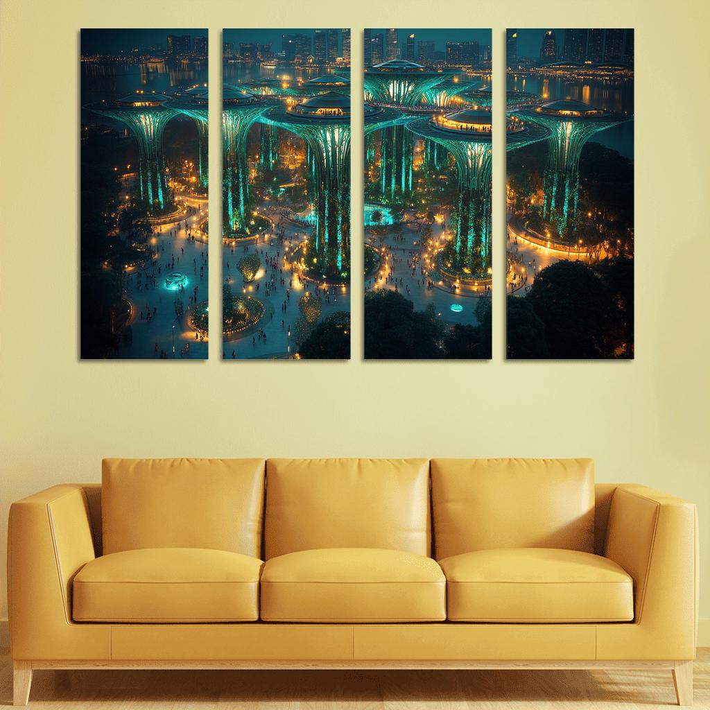 Gardens By The Bay Supertree Grove oil paintings frame