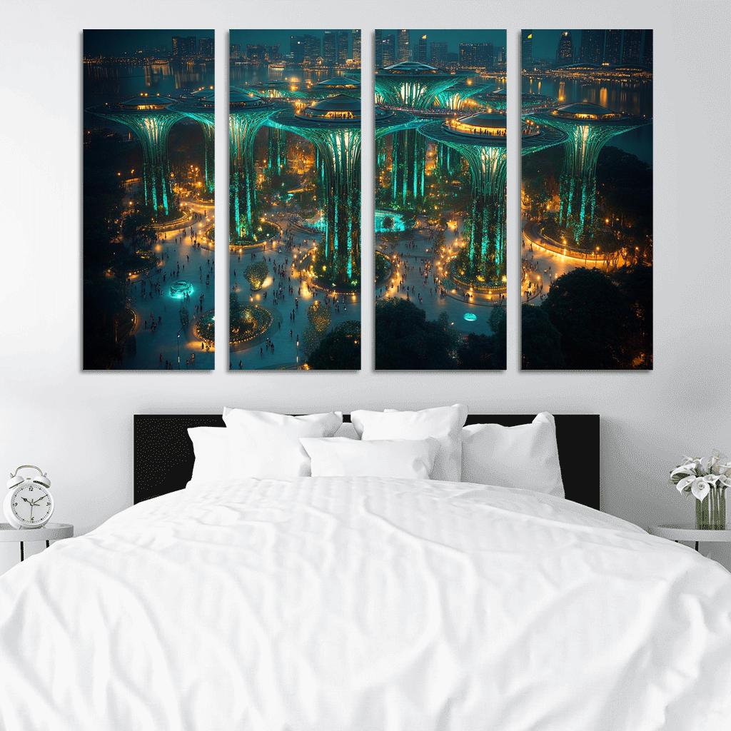 Gardens By The Bay Supertree Grove oil paintings frame