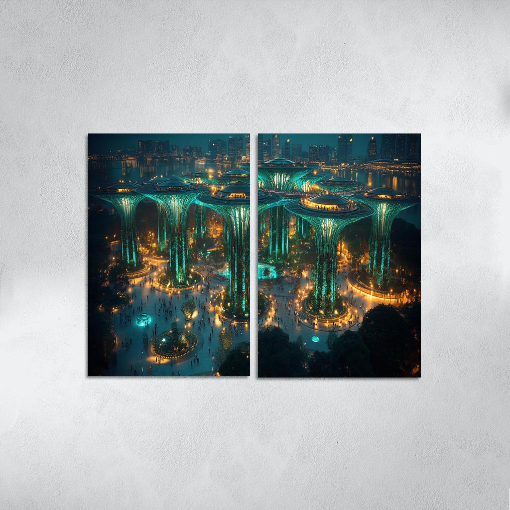 Gardens By The Bay Supertree Grove oil paintings frame