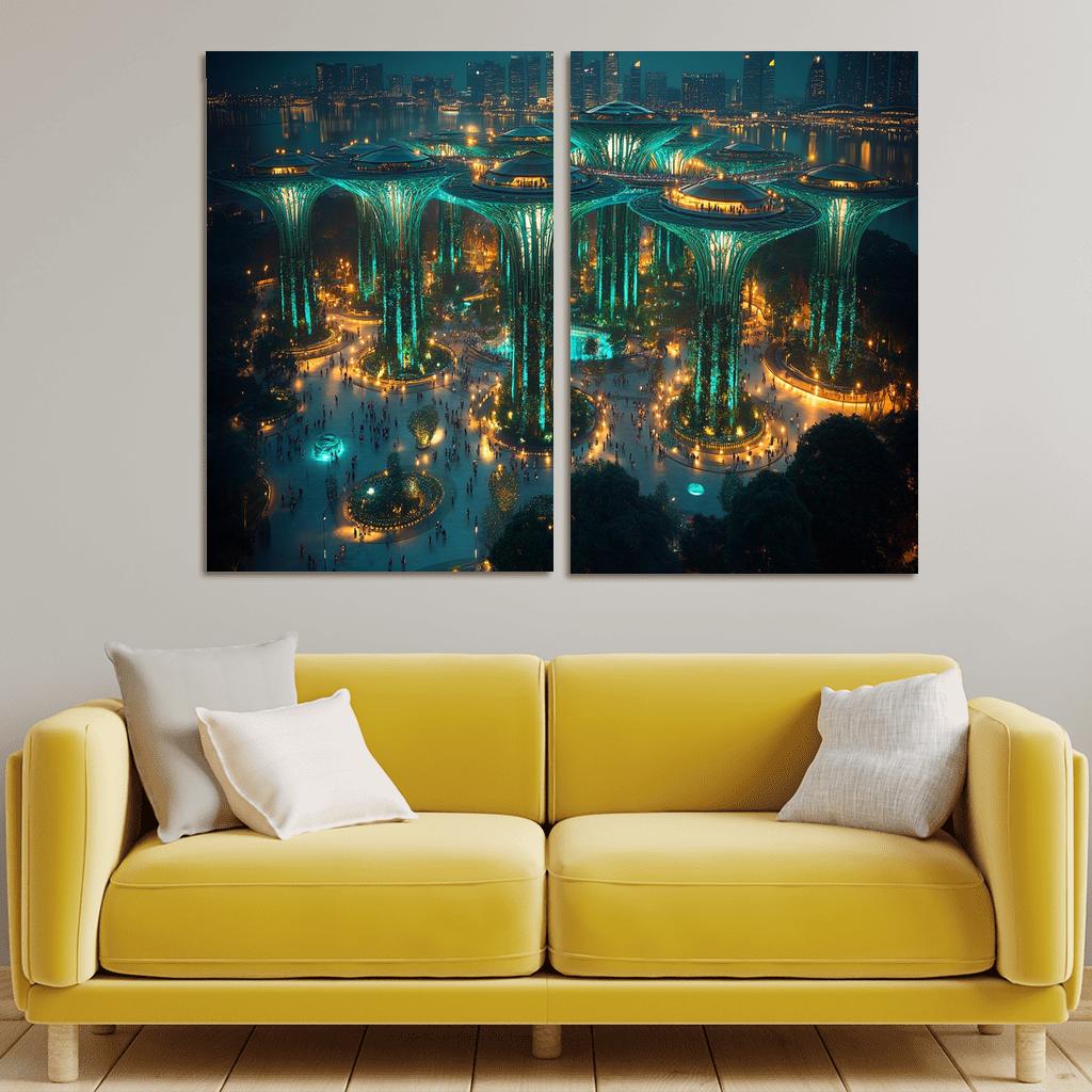 Gardens By The Bay Supertree Grove oil paintings frame