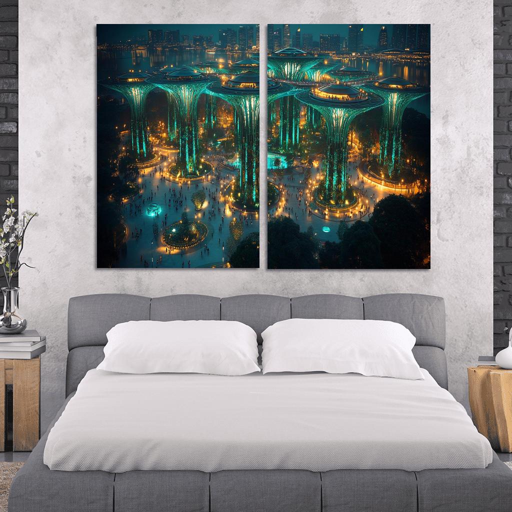 Gardens By The Bay Supertree Grove oil paintings frame