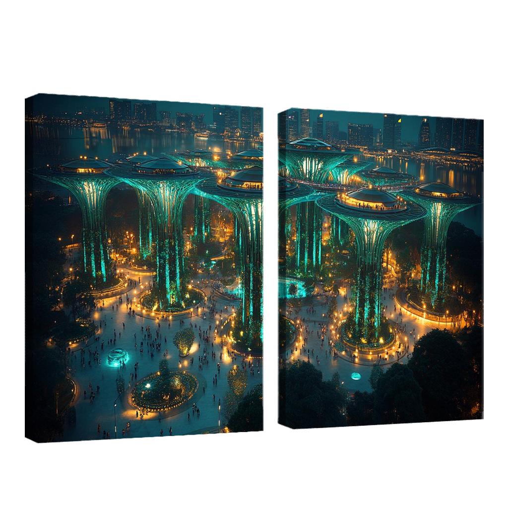 Gardens By The Bay Supertree Grove oil paintings frame