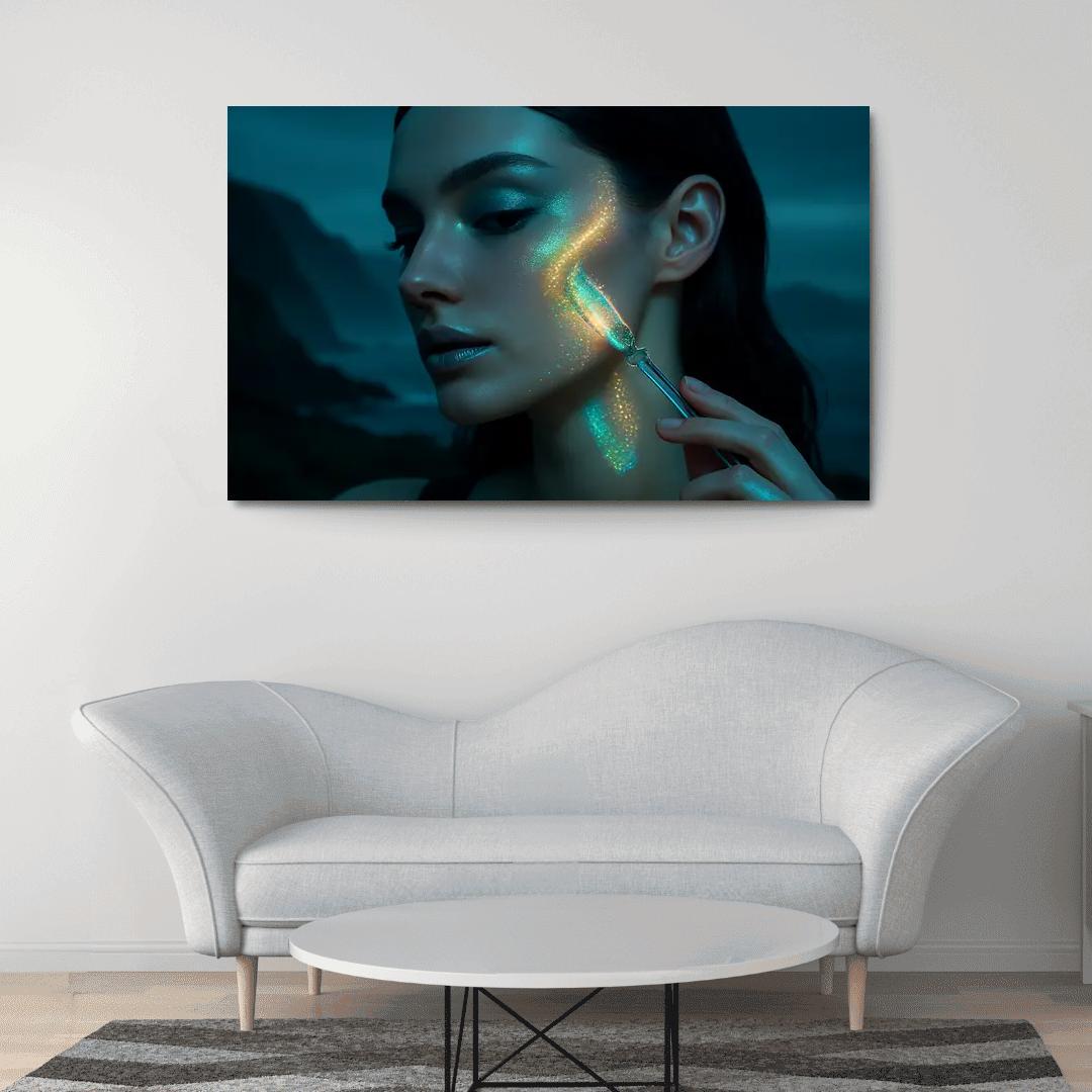 Bioluminescent Glow Makeup canvas paintings frame