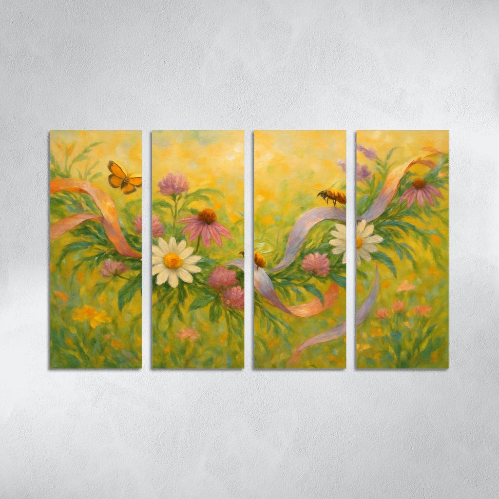 Pollinator Meadow Ribbon Garland custom paintings frame