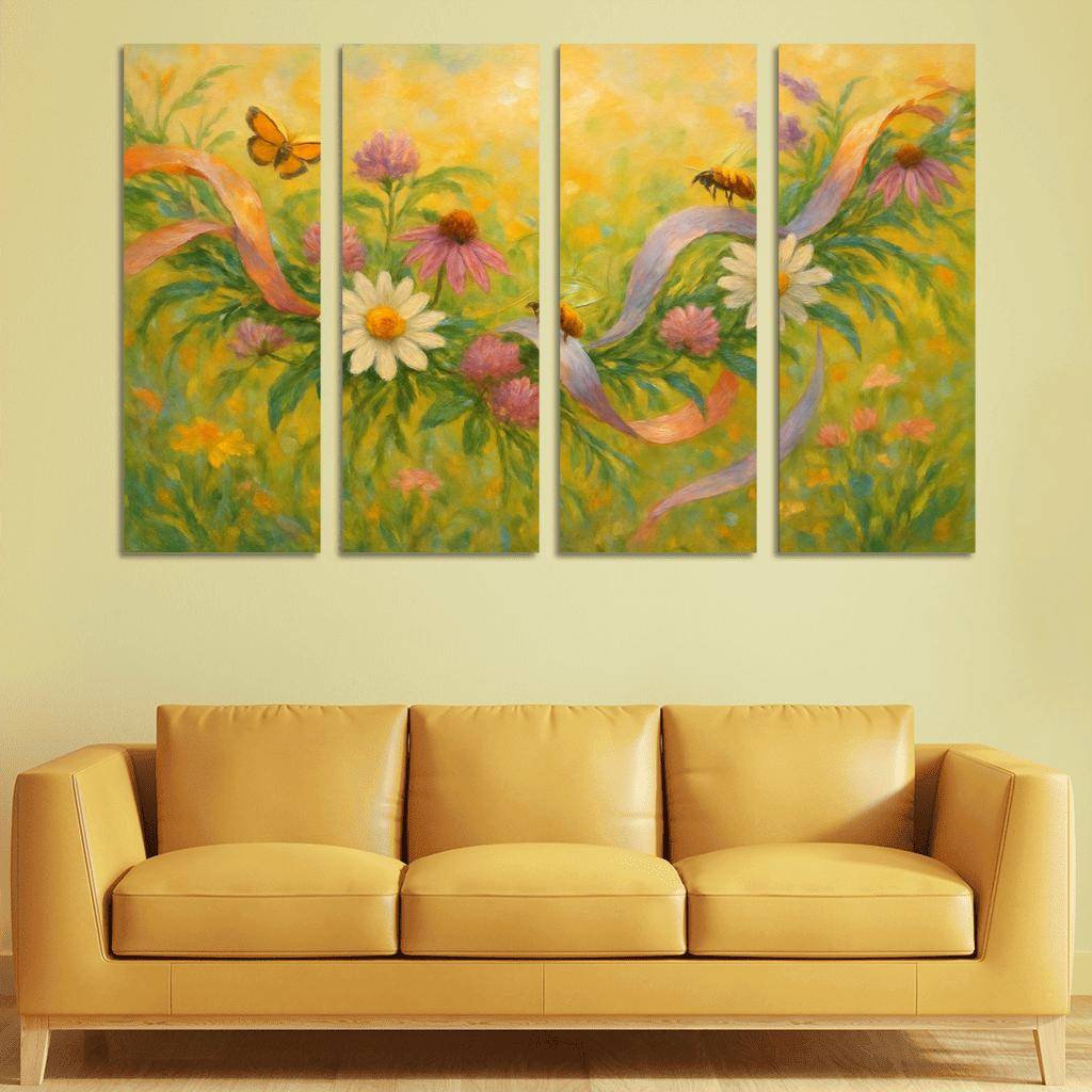 Pollinator Meadow Ribbon Garland custom paintings frame