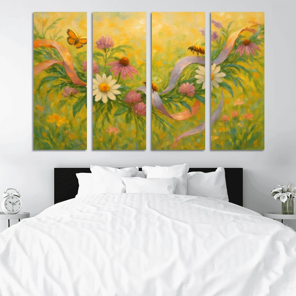 Pollinator Meadow Ribbon Garland custom paintings frame