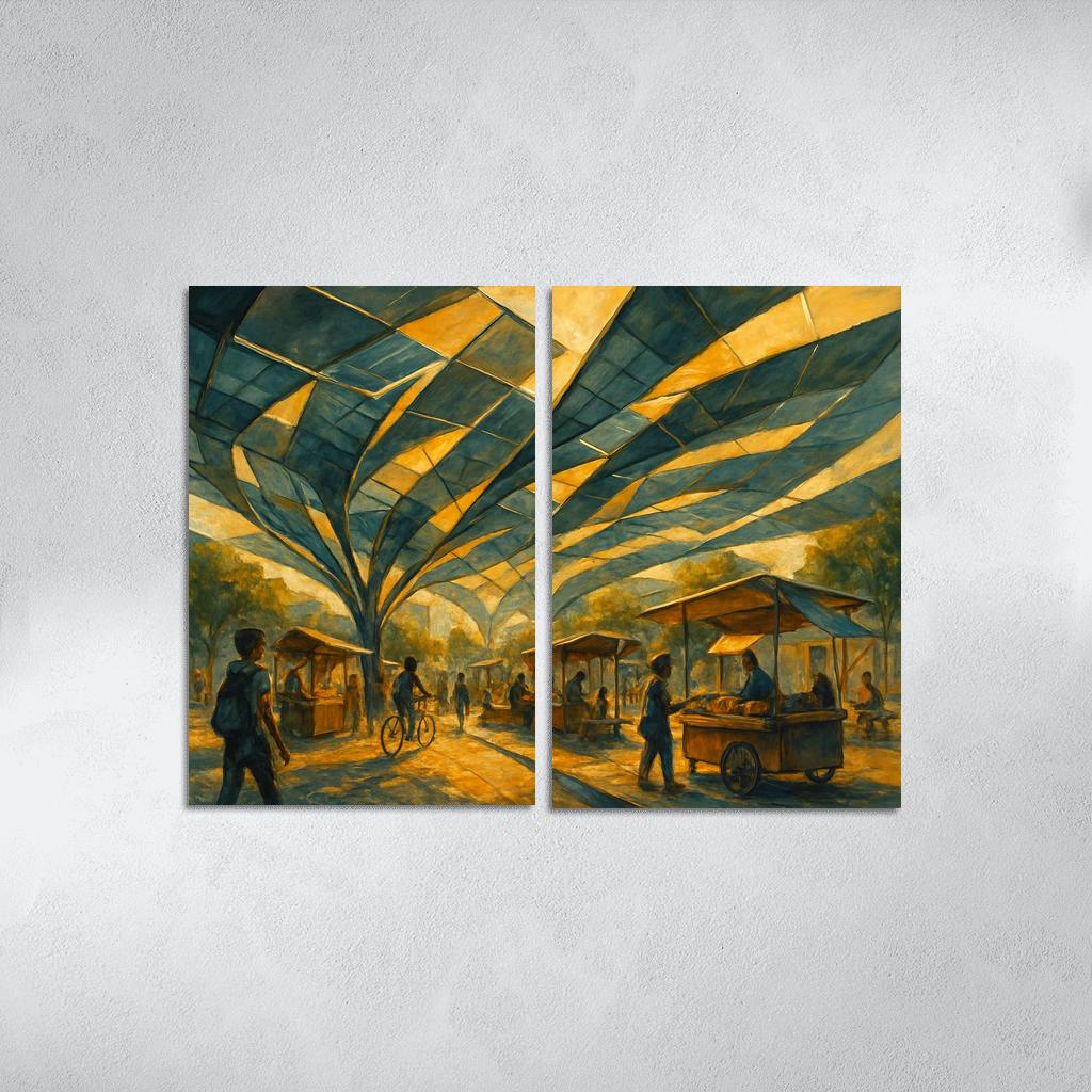 Kinetic Canopy Market multi-panel paintings