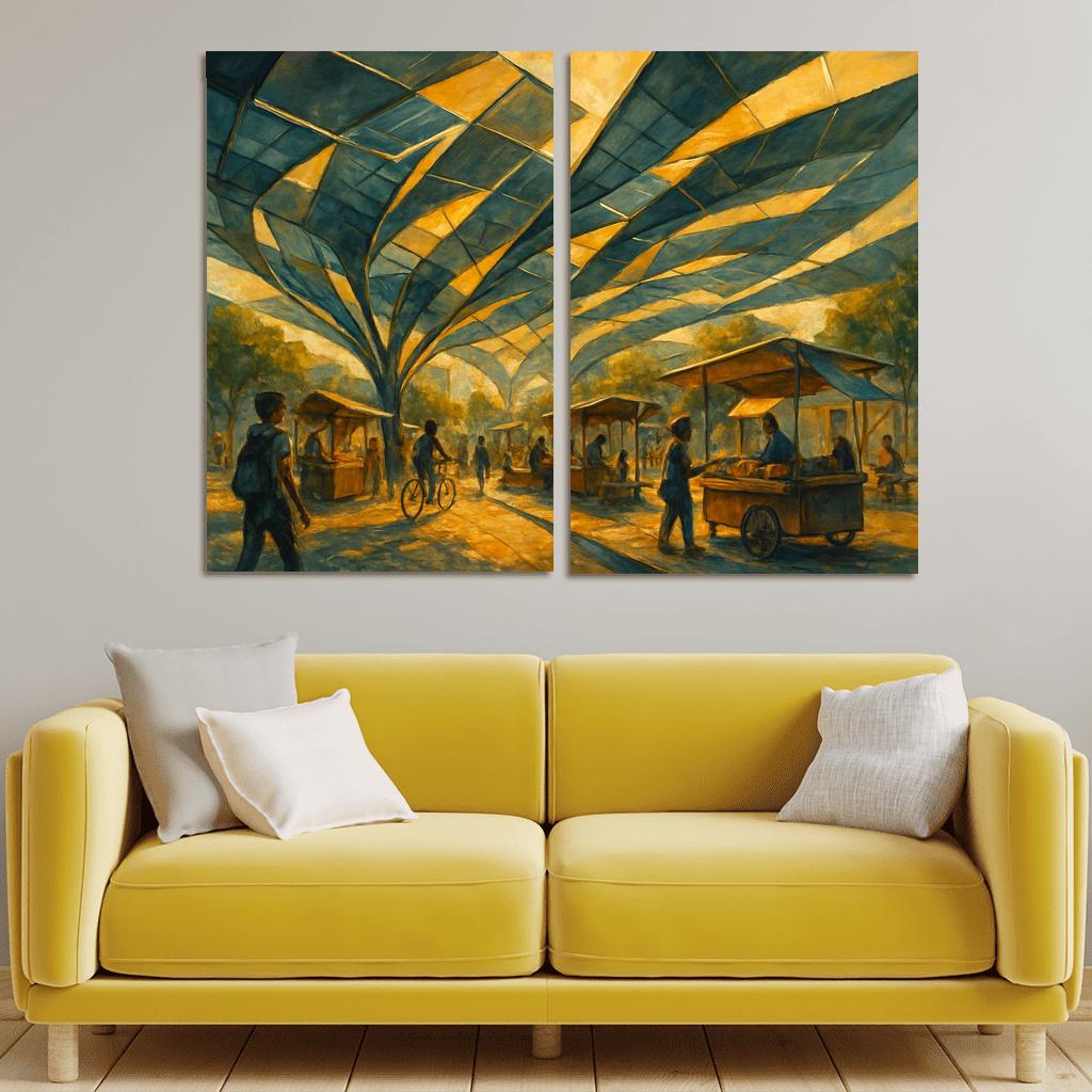 Kinetic Canopy Market multi-panel paintings