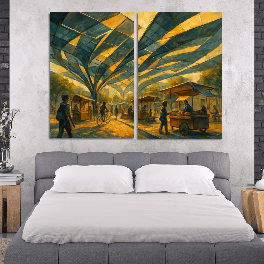 Kinetic Canopy Market multi-panel paintings