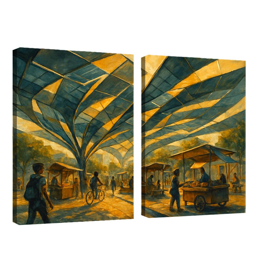 Kinetic Canopy Market multi-panel paintings