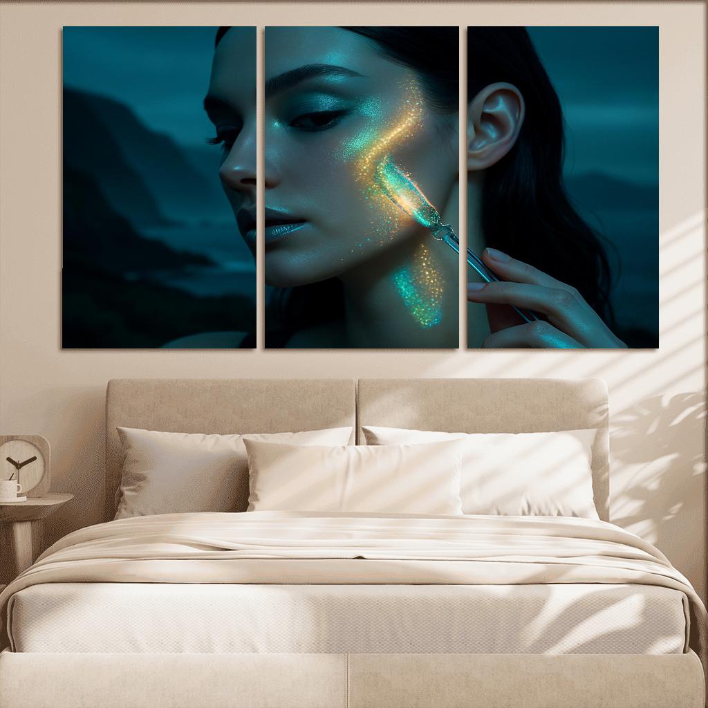 Bioluminescent Glow Makeup canvas paintings frame