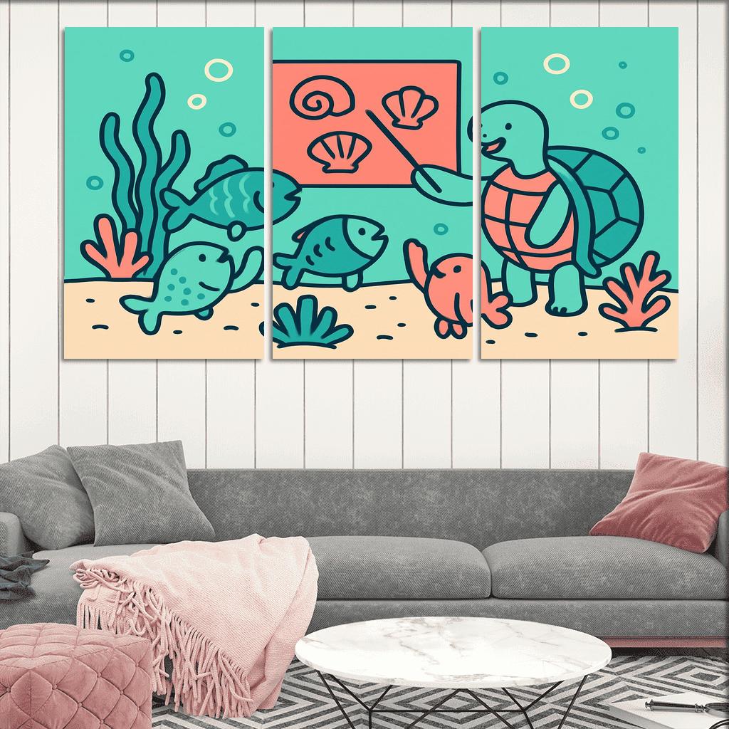 Coral Classroom Sea Parade modern paintings frame