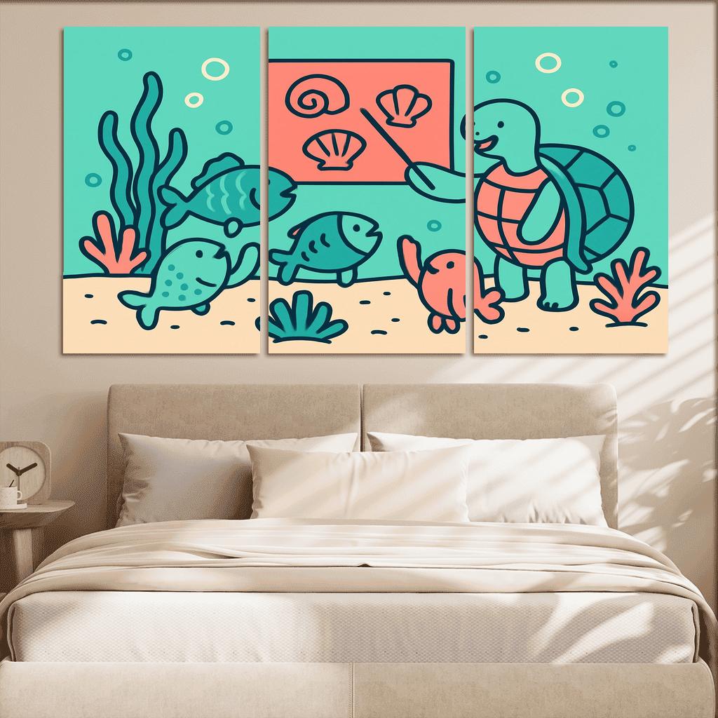 Coral Classroom Sea Parade modern paintings frame