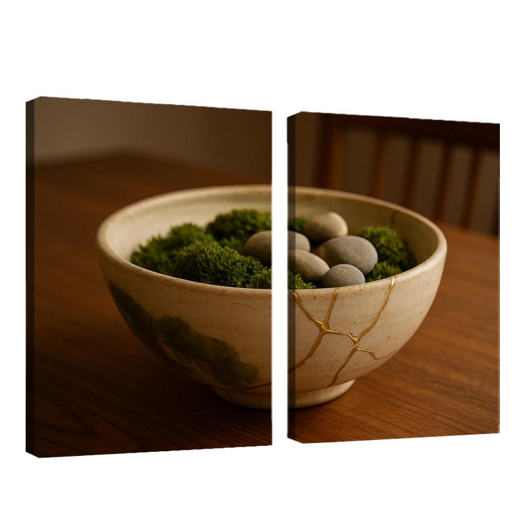 Kintsugi Ceramic Centerpiece With Moss Inlay modern paintings frame