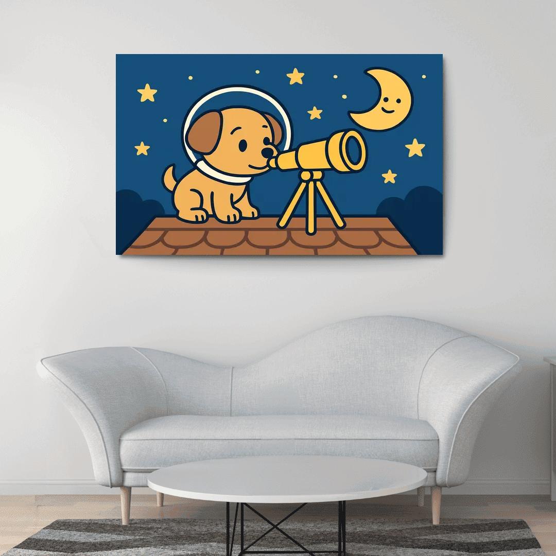 Stargazing Space Puppy decor