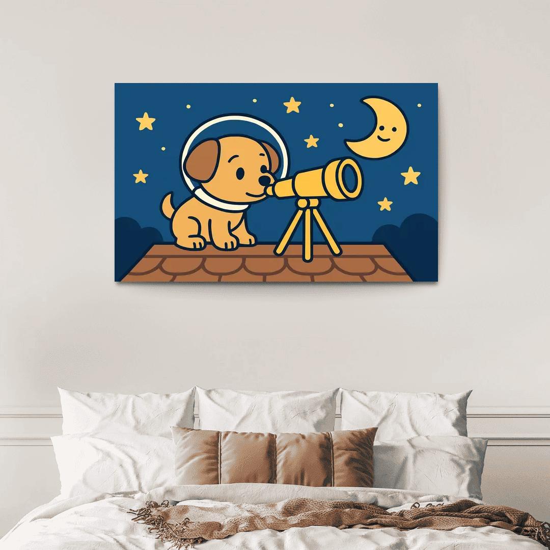Stargazing Space Puppy decor