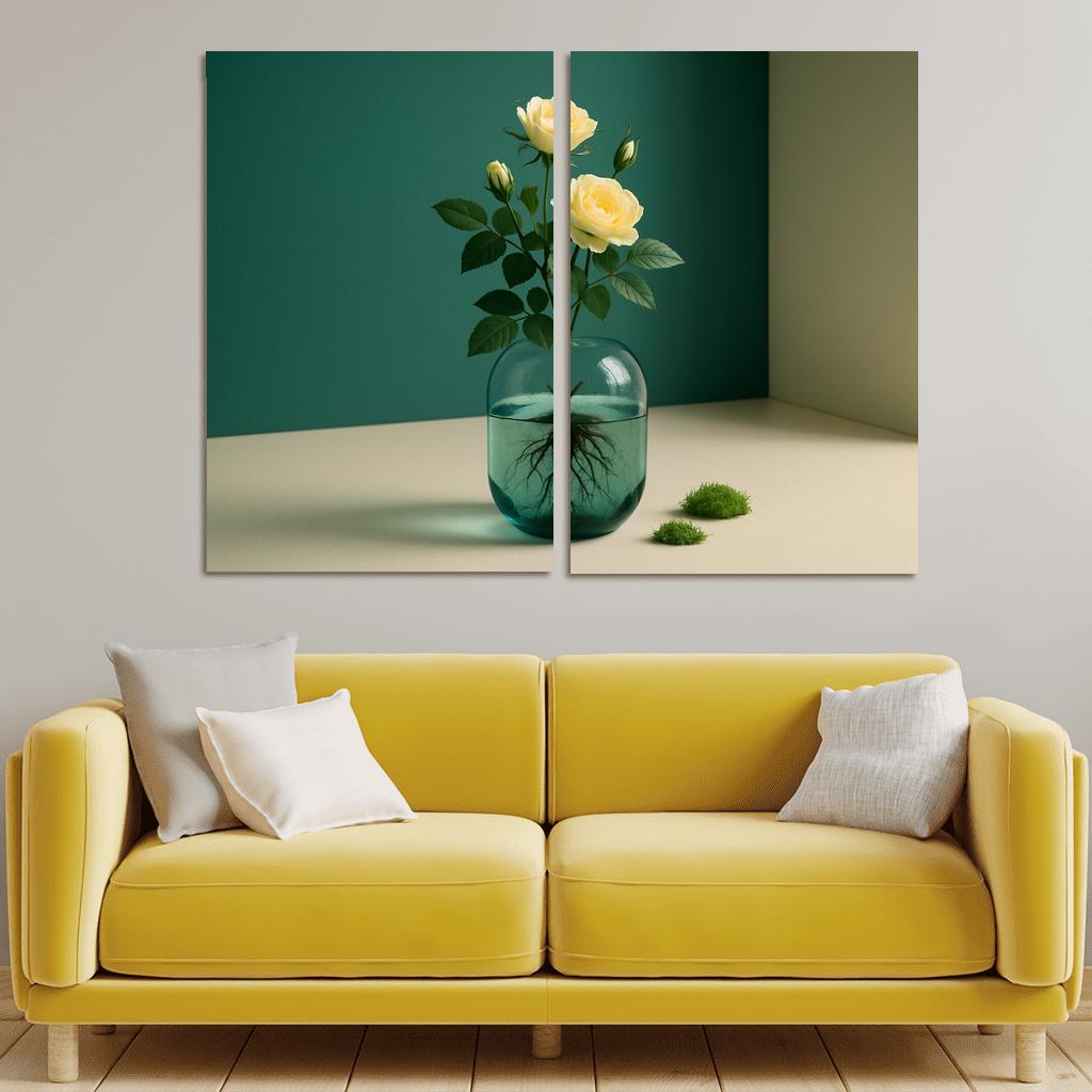 Verdant Tea Rose Capsule canvas paintings frame
