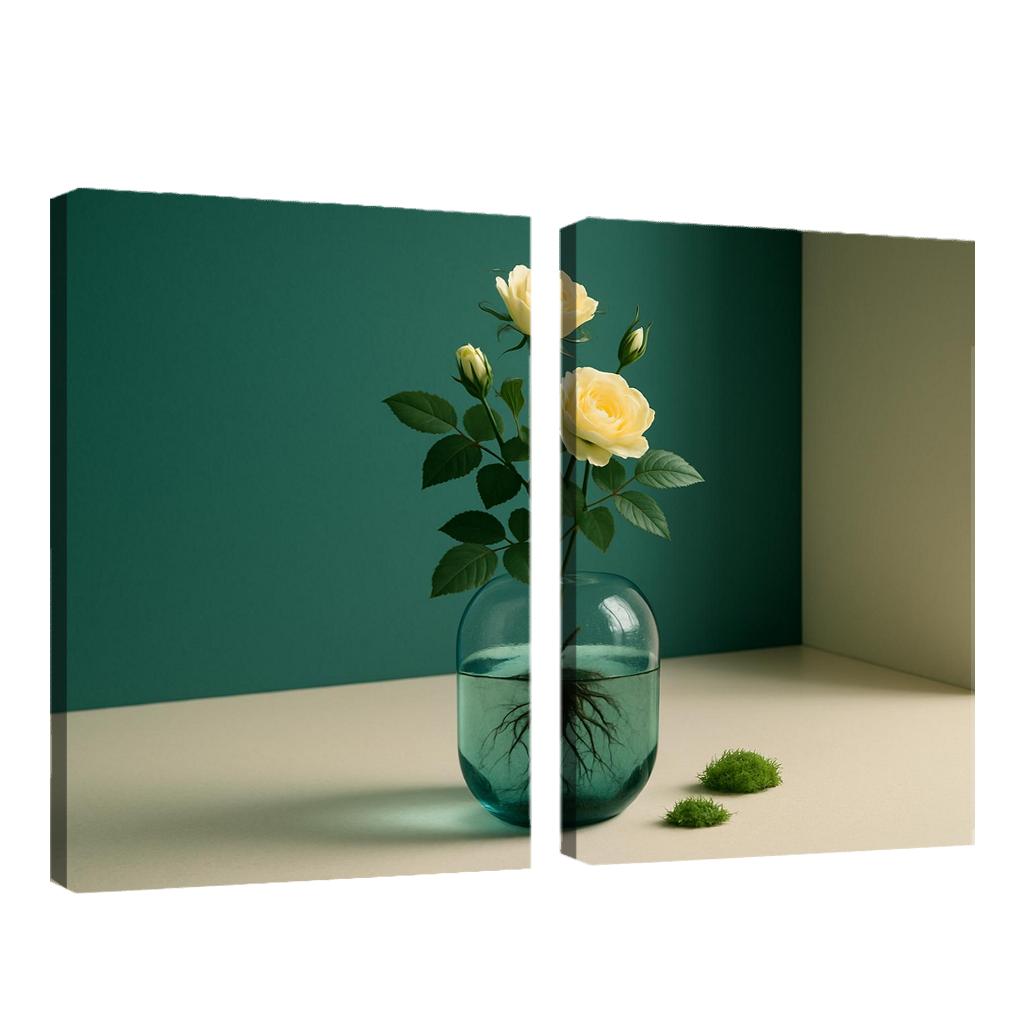 Verdant Tea Rose Capsule canvas paintings frame